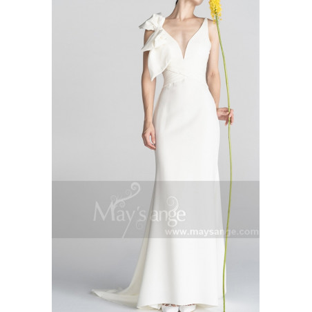 Robe Pour Mariage Civile Coupe Sirène Une Bretelle A Noeud Ref M1302