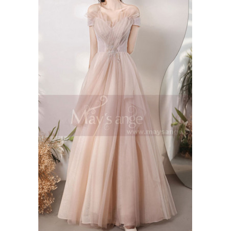 Nude Tulle Evening Dress With Bustier And Lacing At The Back