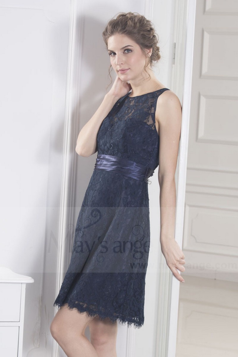 Robes De Cocktail En Dentelle Bleu Nuit Dos Nu Ref C790 Robe De