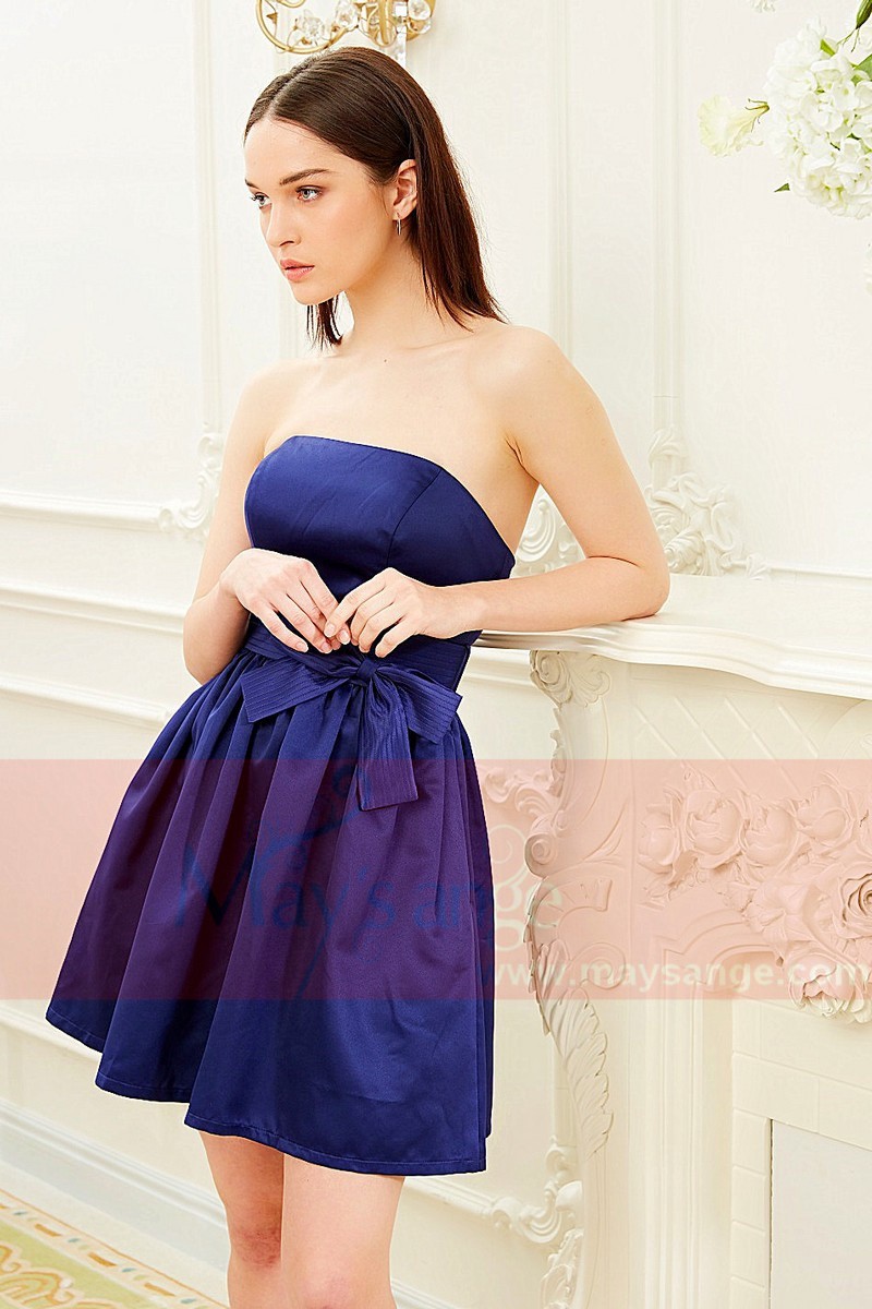 Robe Bustier Bleu Roi Avec Un Joli N Ud Papillon Sur La Taille Ref