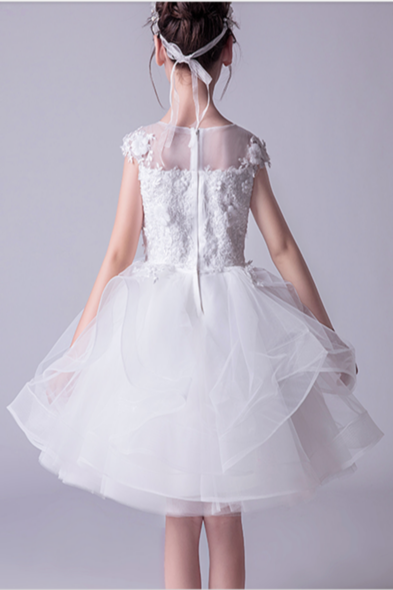 Robe Tulle Douce Blanche Fille Corsage Brod Ref Tq Robe