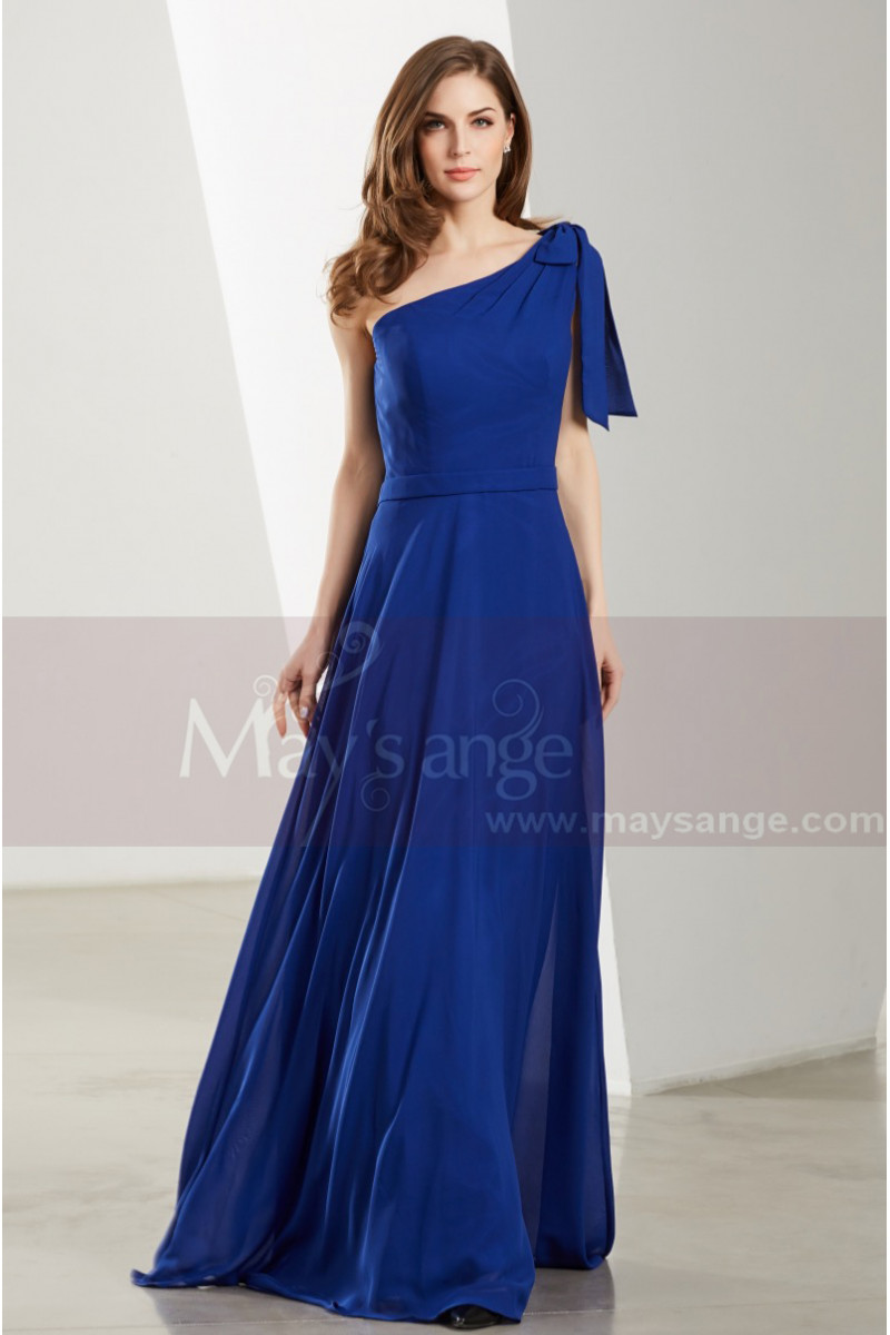 One Shoulder Blue Royal Maxi Dress For Prom