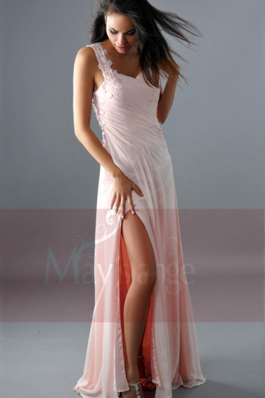 Pink Sexy Cocktail Dress One Embroidered Strap And Slit - L160 #1