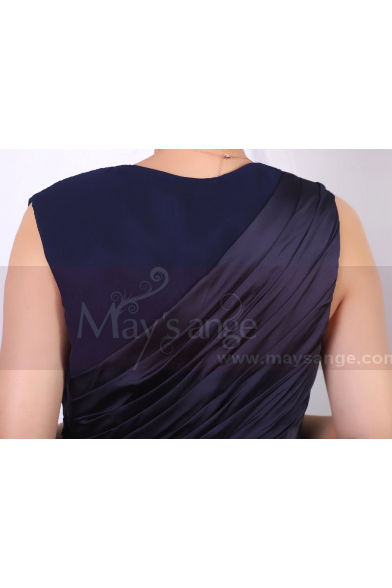 Asymmetrical Skirt Class Navy Blue Mother Of The Bride Dress