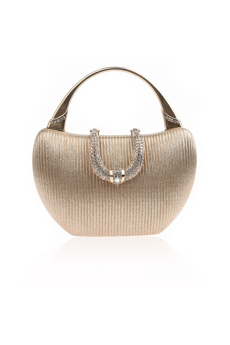 Gold evening bag with crystal closure