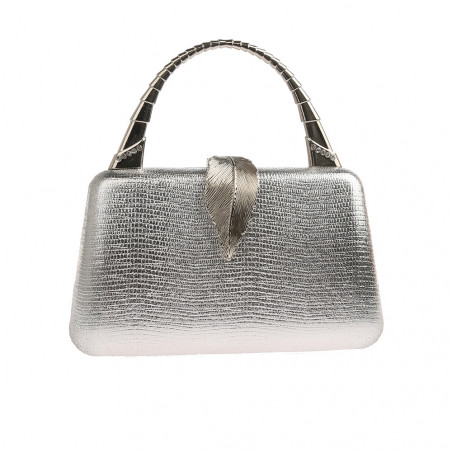 Vintage style grey evening bag a leaf