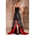 Robes longue de soirée noire et rouge latine asymétrique - Ref L275PROMO - 04