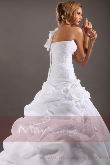 Affordable wedding dresses Rachel with one strap - M042 #1