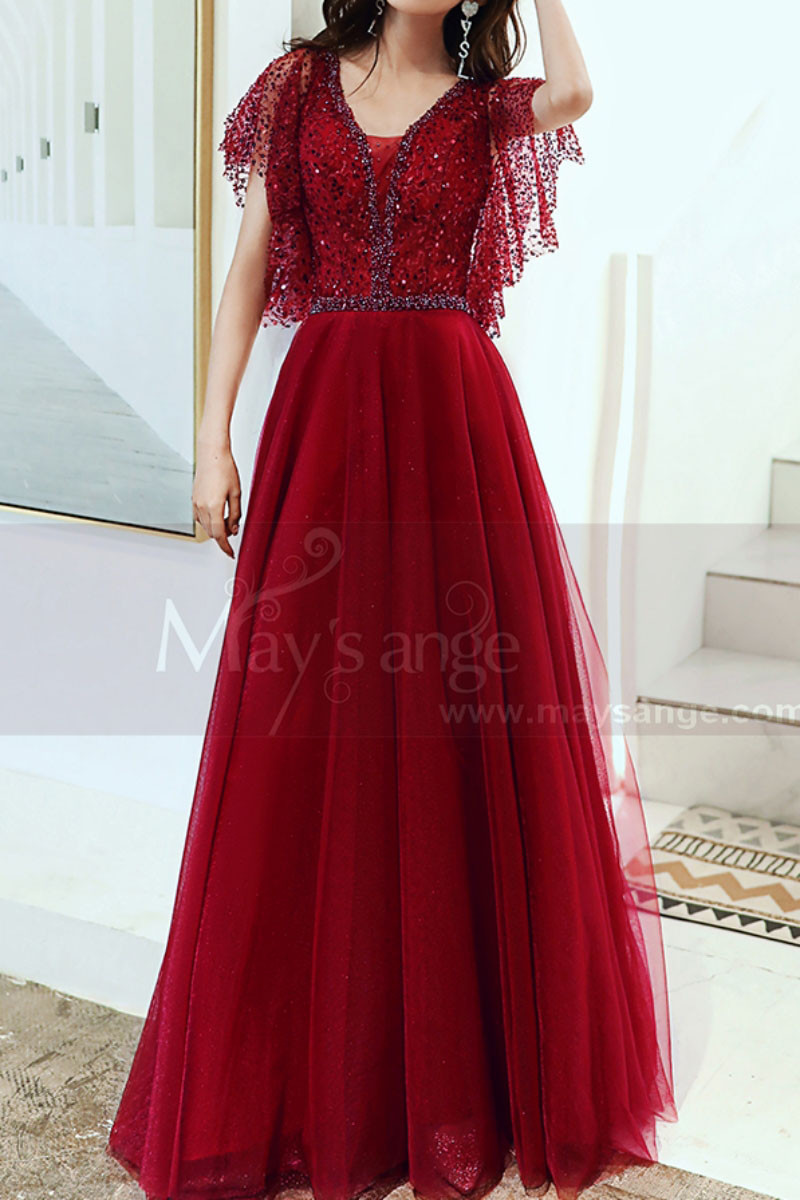 Buy > sequin evening dress with sleeves > in stock