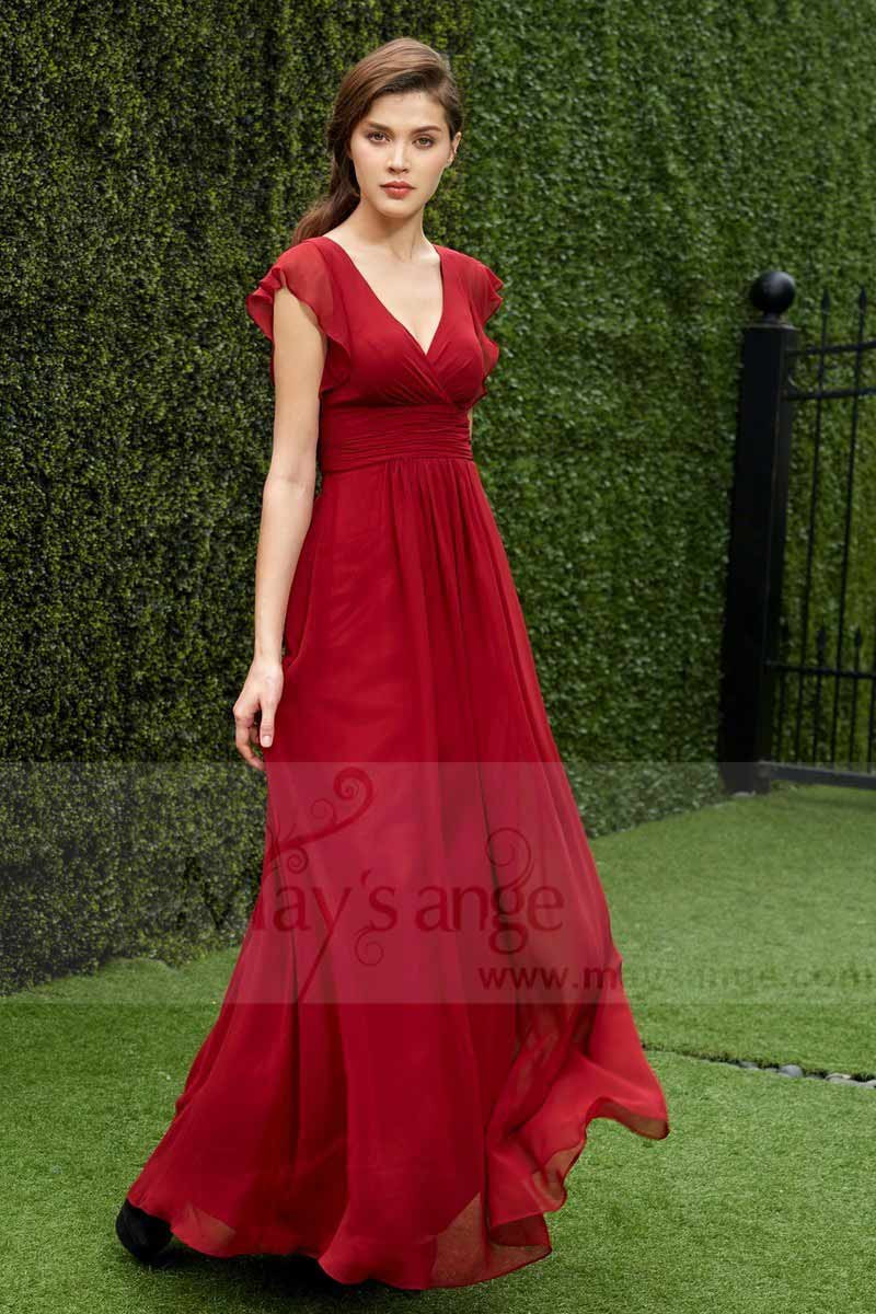 RASPBERRY LONG RED DRESS FOR COCKTAIL