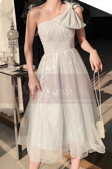 Reception Dress For Bride In White With Large Single Strap Bow - L1214 #1