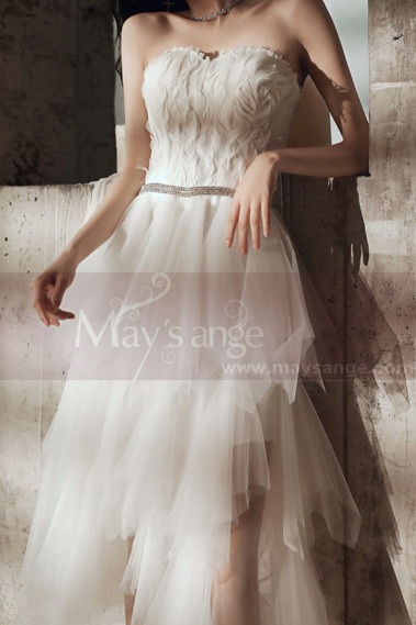 Beautiful Strapless Elegant Wedding Dresses Asymmetrical Tulle Skirt - M1296 #1