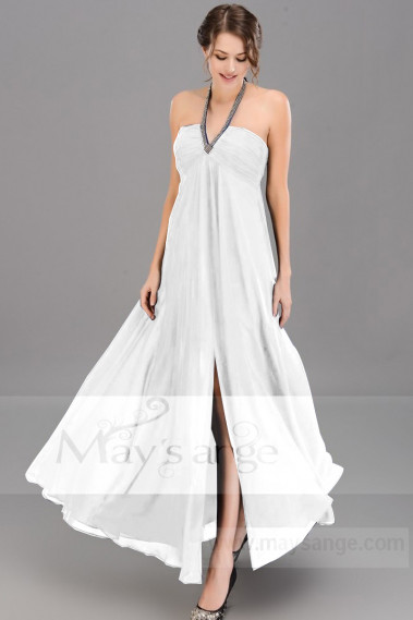 Minimalist Wedding Dress With Eye Catching glitter Neck Strap - M1320 #1