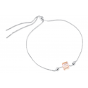 Tendance bracelet femme argent à pierre cube doré ajustable - Ref 30515 - 03