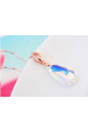 Collier ras de cou argent femme pierre blanc multicolore - Ref 21993 - 03