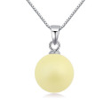 Pendentif femme argent boule jaune imitation perle - Ref 23648 - 02