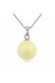 Pendentif femme argent boule jaune imitation perle - Ref 23648 - 02