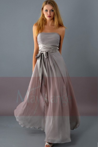 Taupe Semi-Formal Long Dress For Bridesmaid - L083 #1