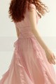 copy of Short Chiffon Pink Cocktail Dress Ruffle Neckline And Skirt - Ref C3025 - 02