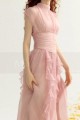 copy of Short Chiffon Pink Cocktail Dress Ruffle Neckline And Skirt - Ref C3025 - 05