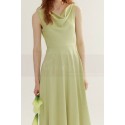 Robe cocktail long vert sauge glamour - Ref C3026 - 02