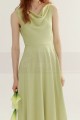 Robe cocktail long vert sauge glamour - Ref C3026 - 02