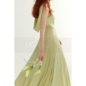 Robe cocktail long vert sauge glamour - Ref C3026 - 03