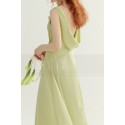 Robe cocktail long vert sauge glamour - Ref C3026 - 04