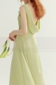 Robe cocktail long vert sauge glamour - Ref C3026 - 04