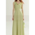 Robe cocktail long vert sauge glamour - Ref C3026 - 05