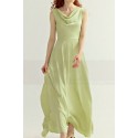 Robe cocktail long vert sauge glamour - Ref C3026 - 06