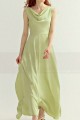 Robe cocktail long vert sauge glamour - Ref C3026 - 06