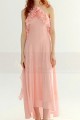 copy of Short Chiffon Pink Cocktail Dress Ruffle Neckline And Skirt - Ref C3027 - 04