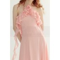 copy of Short Chiffon Pink Cocktail Dress Ruffle Neckline And Skirt - Ref C3027 - 05