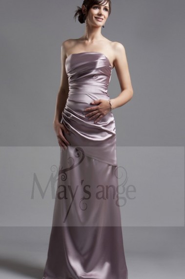 Silver Formal Gown In Shiny Satin - L038 #1