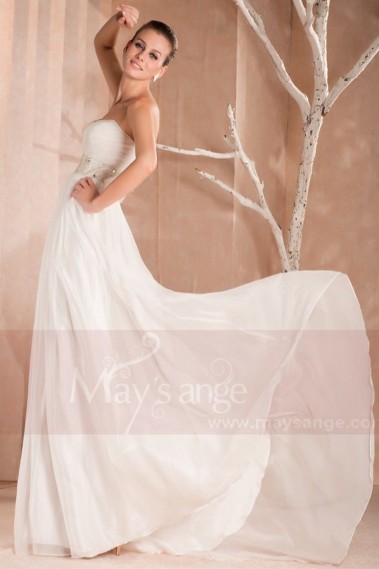 Bustier Long White Formal Gowns With A Rhinestone Belt - L153 #1