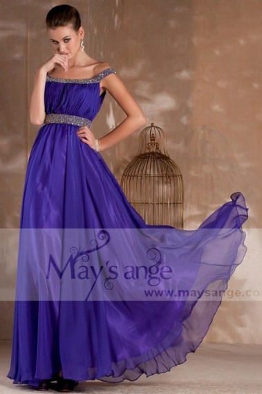 Long evening purple dress Kelly with two glitter straps - L241 #1