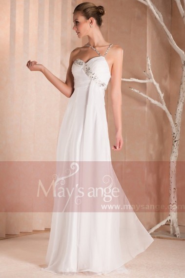 Evening dress Sweetheart in white muslin and thin straps - L243 #1