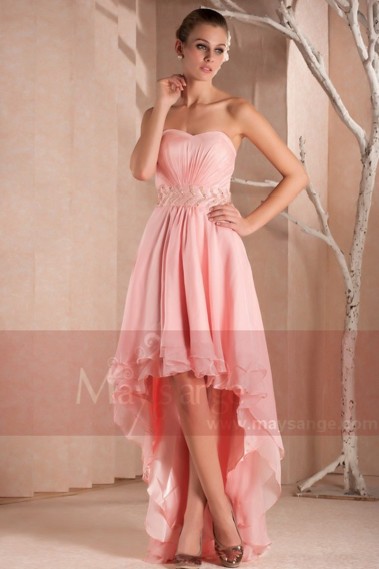 SEXY COCKTAIL DRESS PINK ASYMETRICAL STYLE - C246 #1