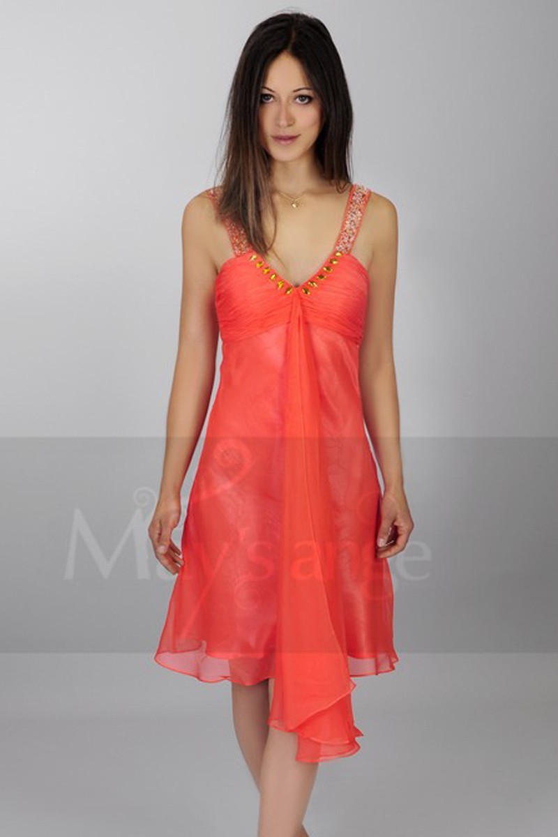 Robe De Cocktail Corail Chic Pour Mariage Ref C026 Robes De Soirée