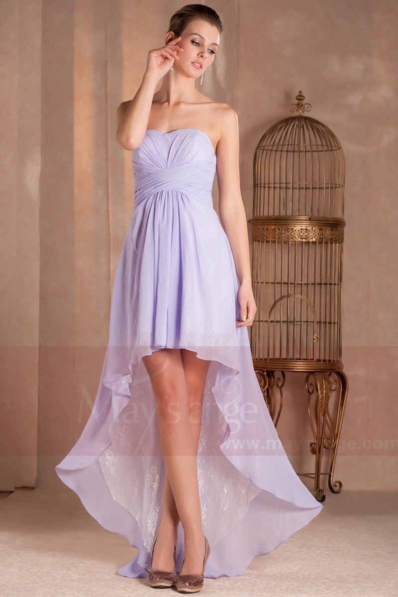 Robe Pastel de cocktail asymétrique en mousseline