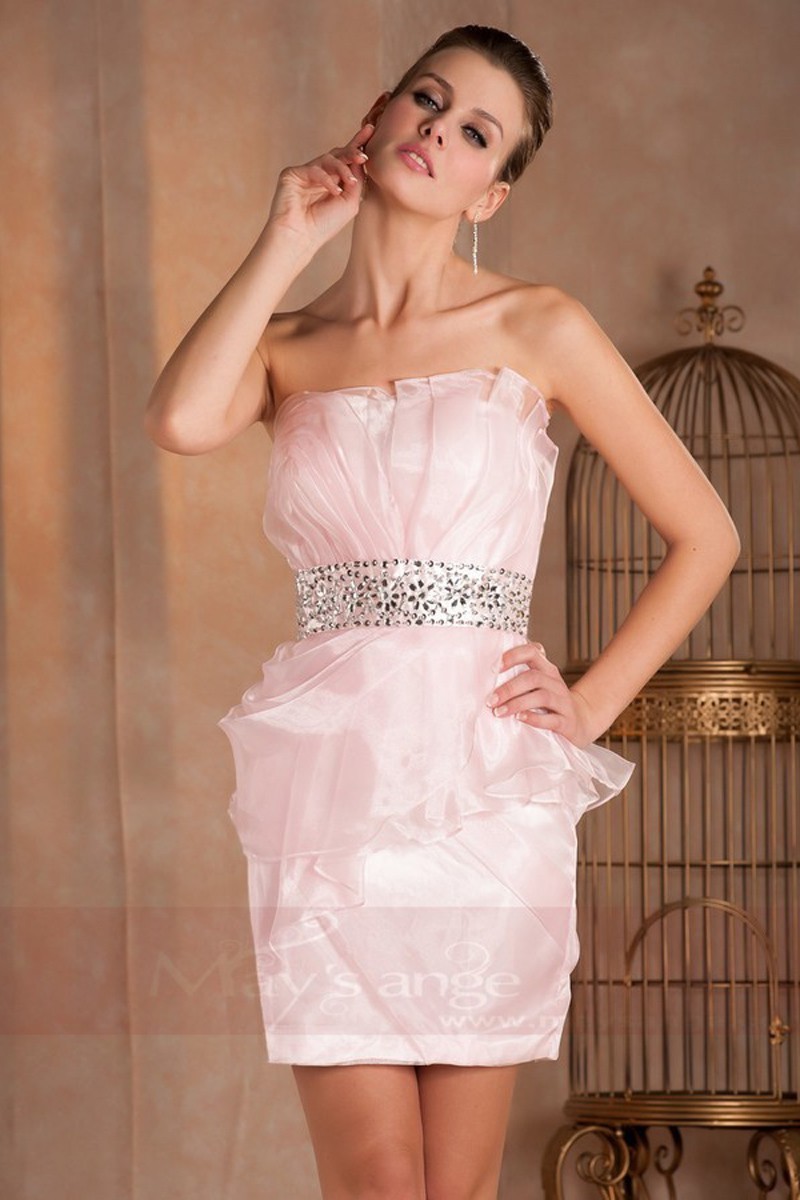 Robe Rose Courte Bustier Pour Les Invitées Mariage