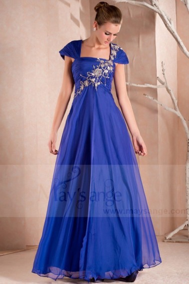 Blue Sparkly Party Maxi Dress With Sleeves - L281 #1