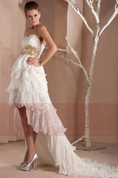 Strapless Flamenco Style Wedding Dress - L292 #1
