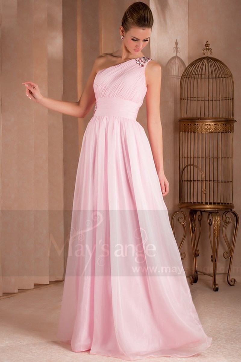 Robe de soirée Désirée longue rose pale en mousseline - Ref L303 - Robes de  Gala
