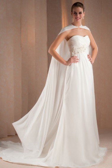 Empire Strapless Chiffon Bridal Gown With Cape - M327 #1