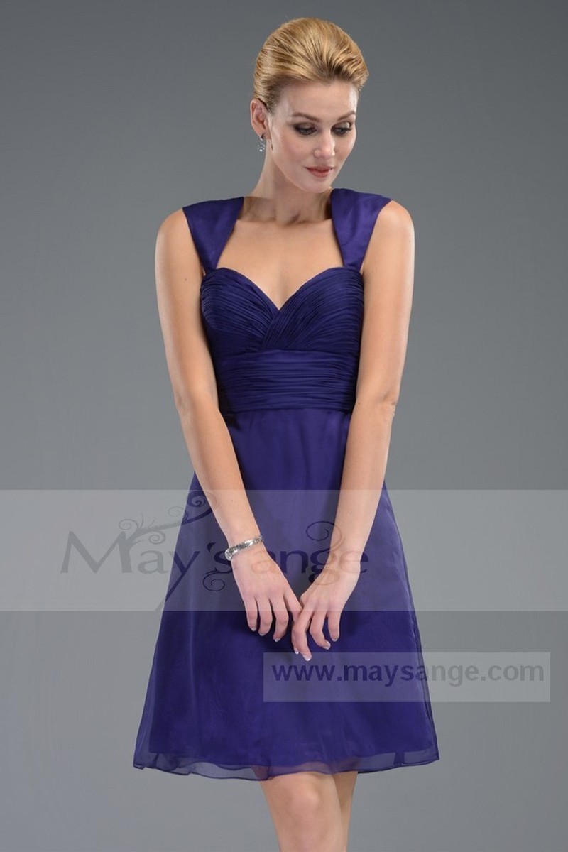 Short A-Line Purple Cocktail Dress With Wide Straps