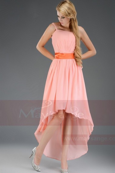 Toulouse asymmetrical dress pink salmon with a belt - C655 #1