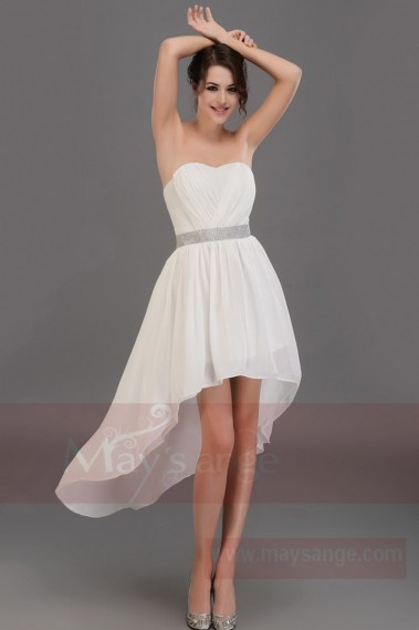 White strapless asymmetrical dress C678 - C678 #1