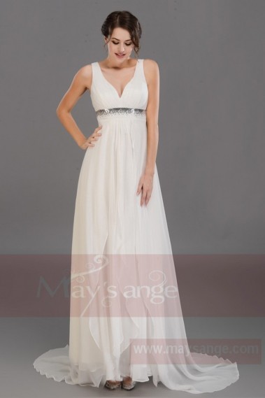 Long White Dress For Wedding With Straps - L084 #1